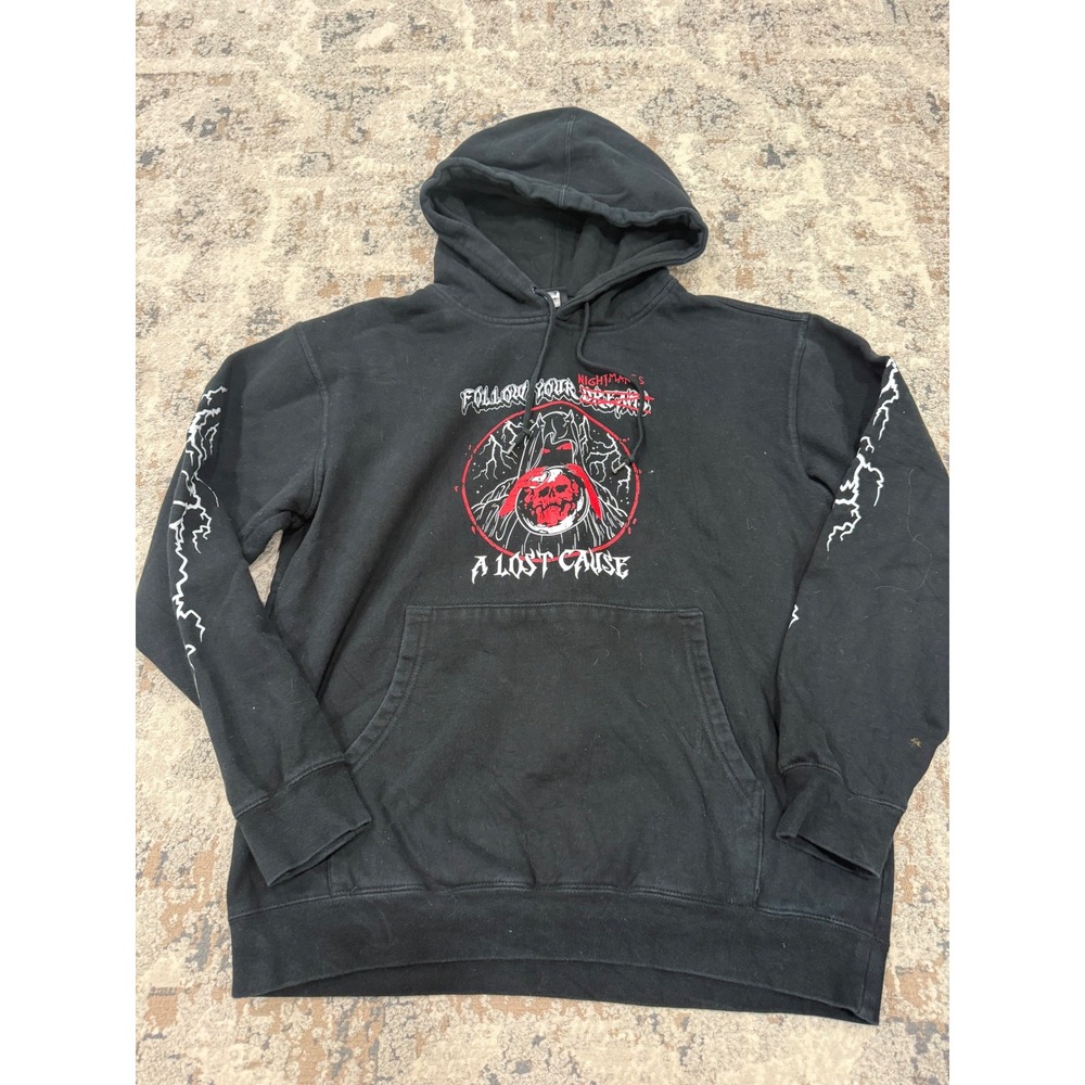 A Lost Cause Follow Your Dreams Grim Reaper Graphic Hoodie Black Mens Large